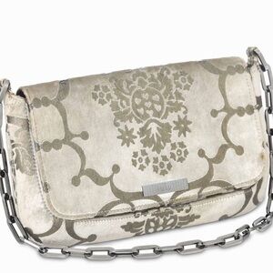Gucci Velor Chain Shoulder Bag Silver